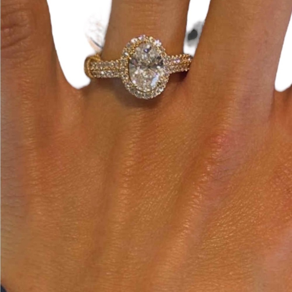 14kt yellow gold engagement ring w/ 1 oval brilliant cut lab diamond 1.5 carat - Picture 4 of 10